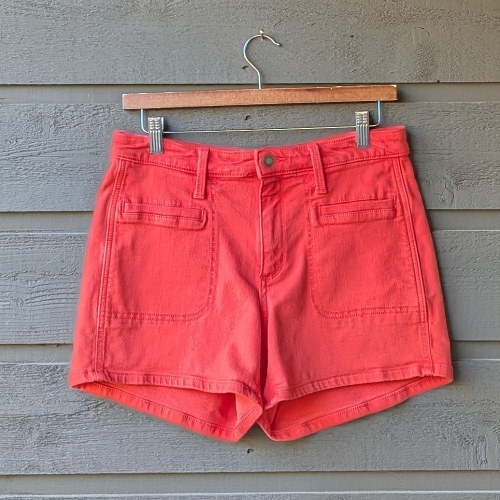 Universal Thread High Rise Sailor Midi Shorts Coral Orange Size 6/28 Stretch